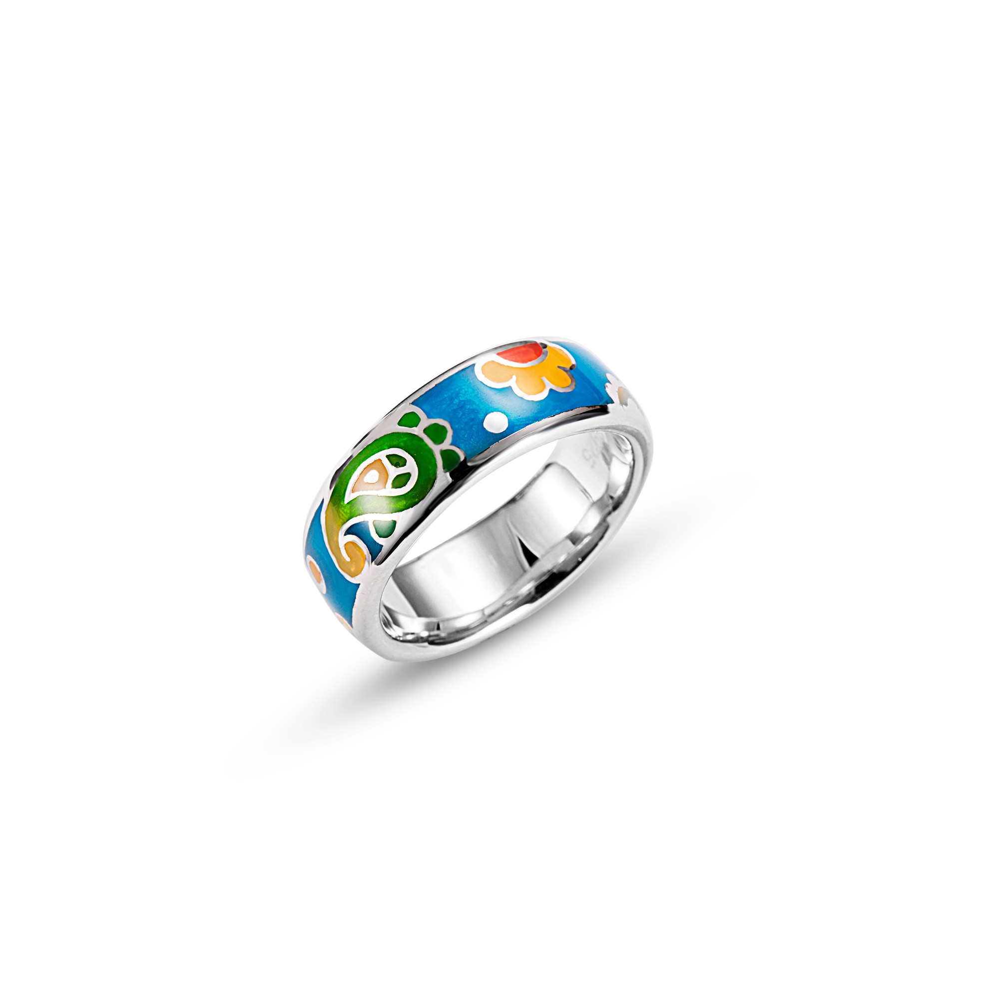 Enamel sale silver ring